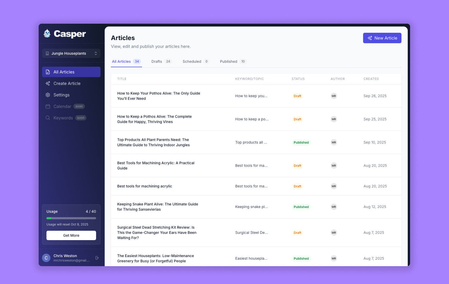 Casper Sidebar